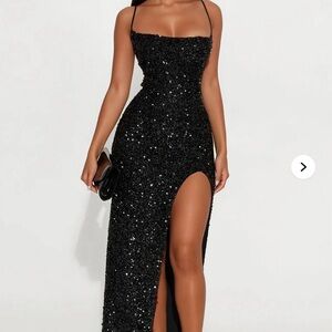Fashion Nova Black Sequin Prom Dress